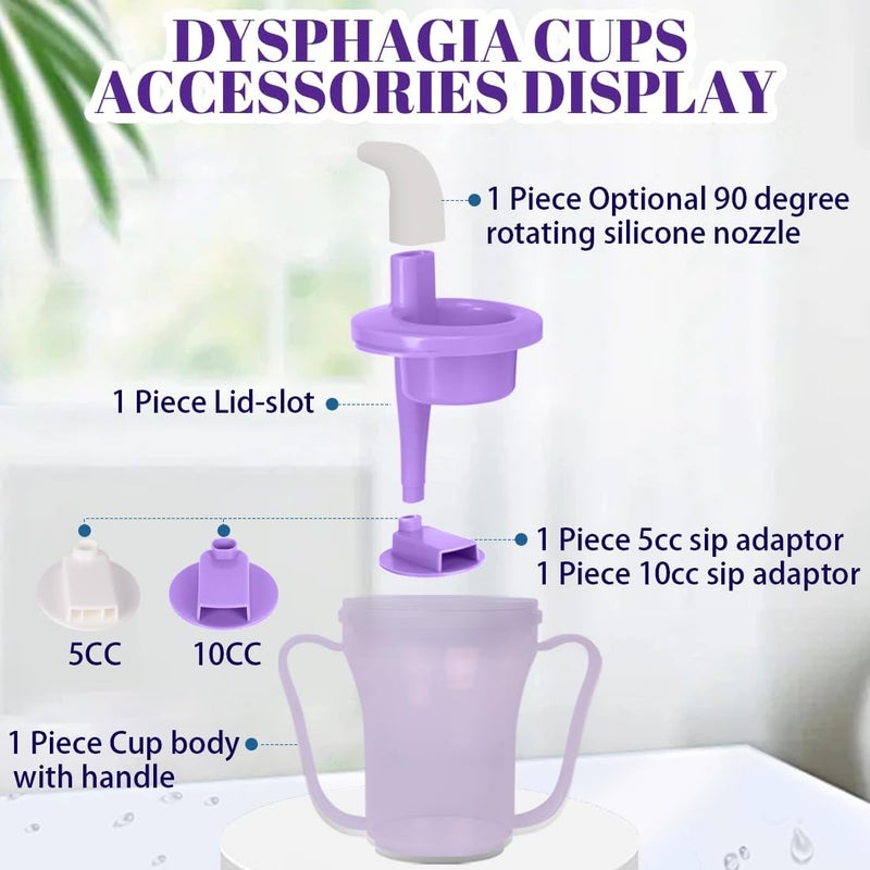 Ehucon dysphagia regulating drinking cup for elderly with difficulty swallowing,with 5cc and 10cc sip cup,assistive devices liquids only,No thickener is Used (Purple-Lid+Body,Pack of 1) - Image 2